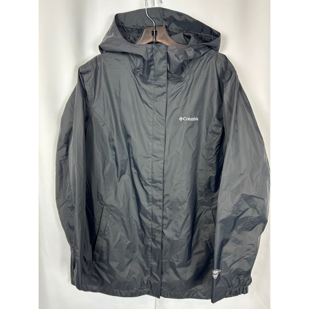 Columbia Omni-Tech Black Waterproof Packable Rain Jacket Hooded Plus Size 1X